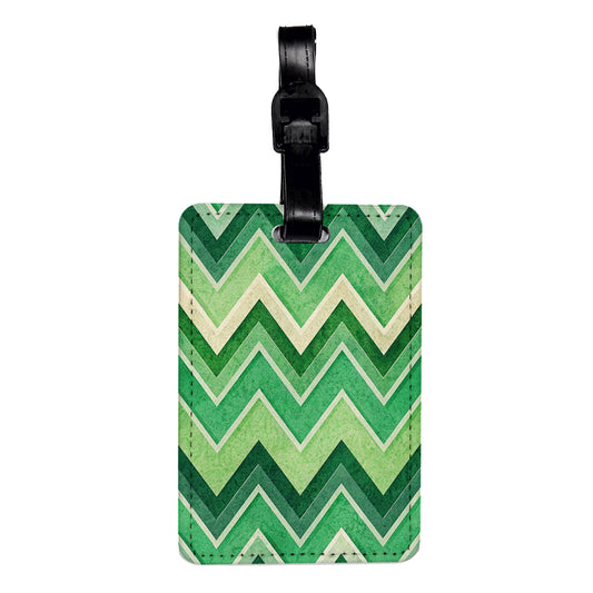 Green Chevrons Background Travel Faux Leather Luggage Tag