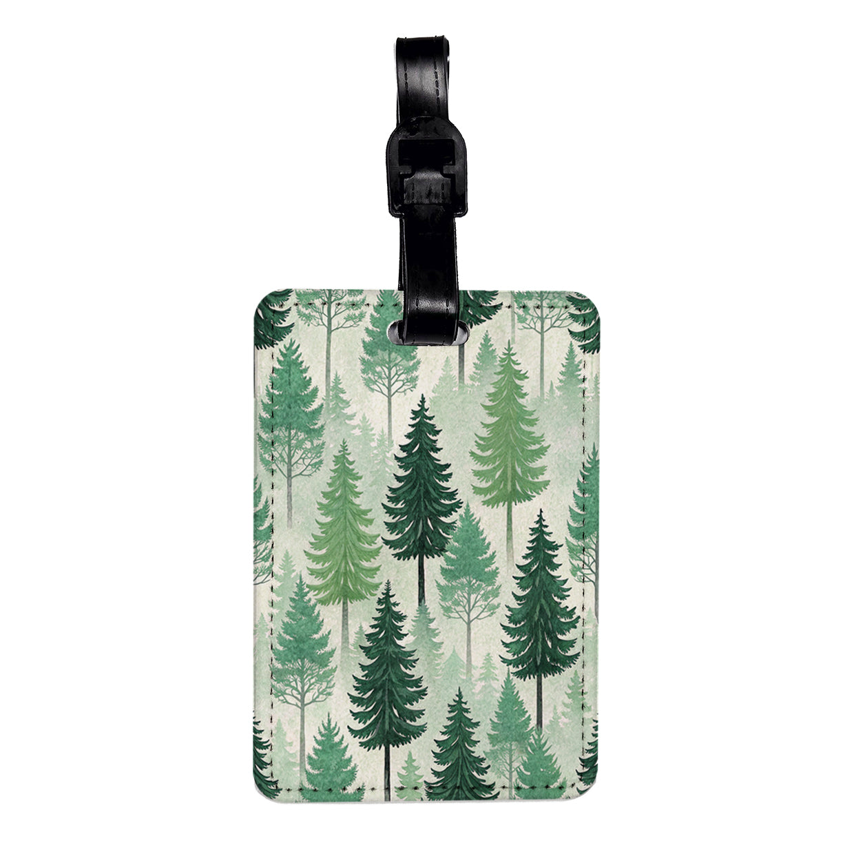 Green Trees Elegant Background Travel Faux Leather Luggage Tag