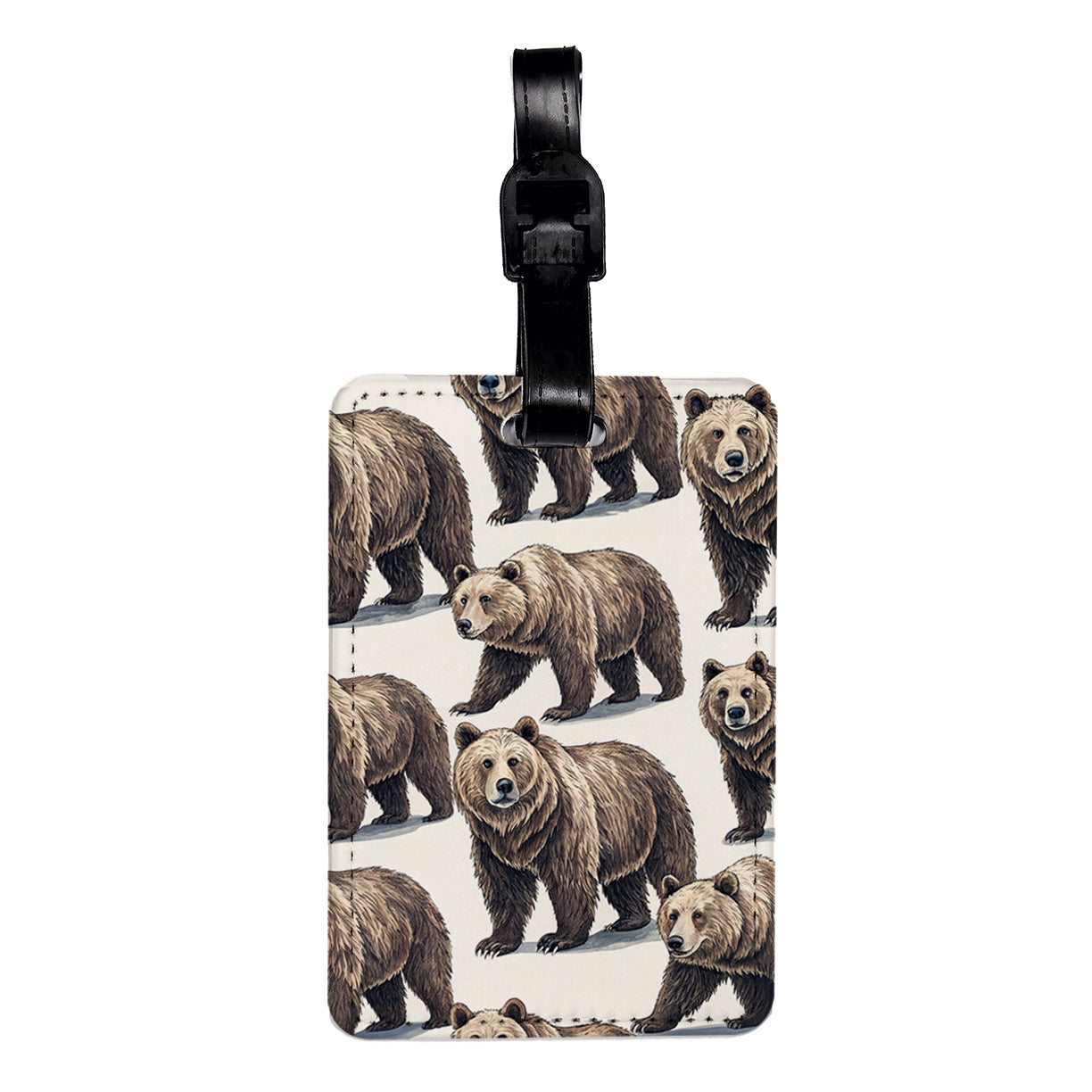 Grizzly Bears Background Travel Faux Leather Luggage Tag