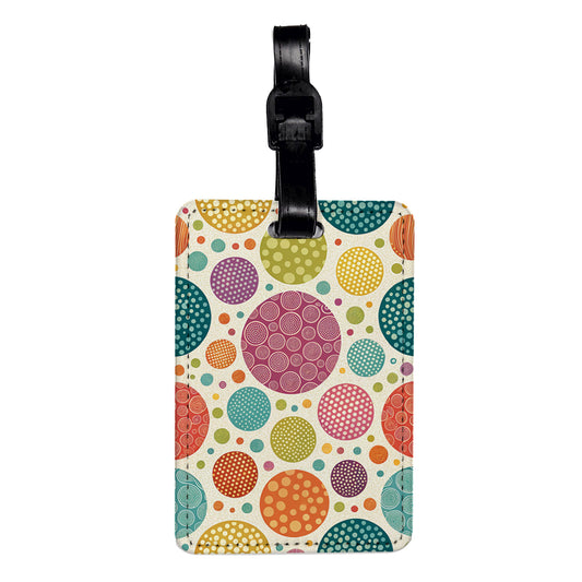Groovy Polka Dots Colorful Background Travel Faux Leather Luggage Tag