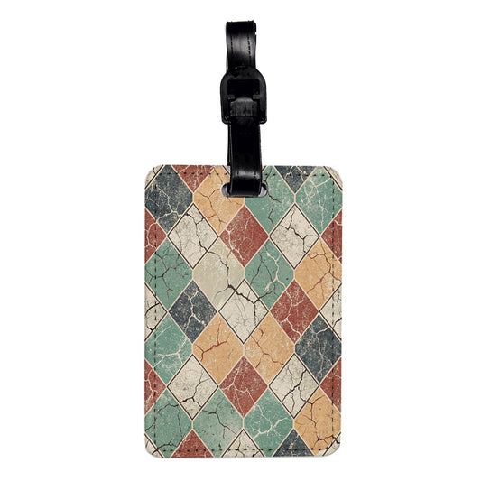 Grunge Diamonds Pattern Travel Faux Leather Luggage Tag