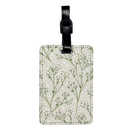 Gypsophila Flowers White Travel Faux Leather Luggage Tag