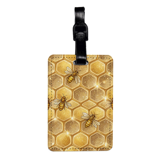 Honeycomb Bees Beautiful Background Travel Faux Leather Luggage Tag