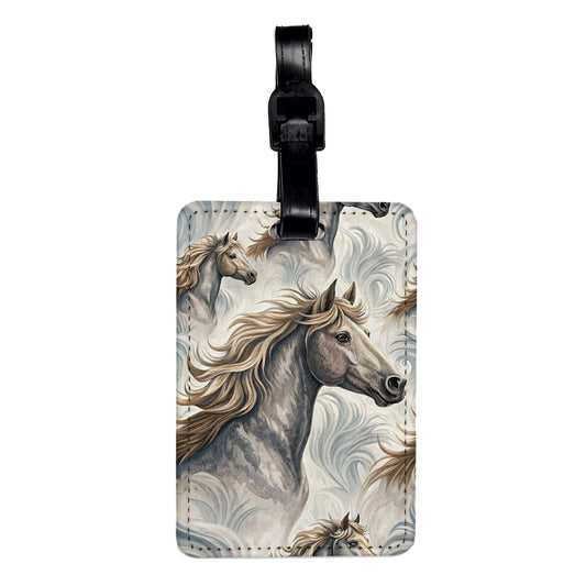 Horses Stunning Background Travel Faux Leather Luggage Tag