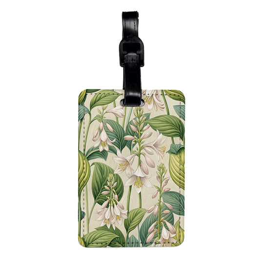 Hosta Flowers Leaves Travel Faux Leather Luggage Tag
