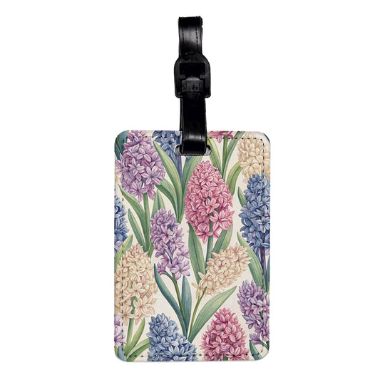 Hyacinth Flowers Pink Purple Blue White Travel Faux Leather Luggage Tag