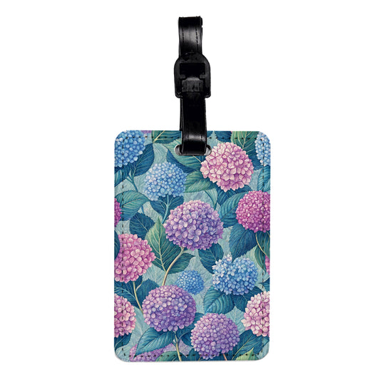 Hydrangea Flowers Purple Blue Pink Travel Faux Leather Luggage Tag