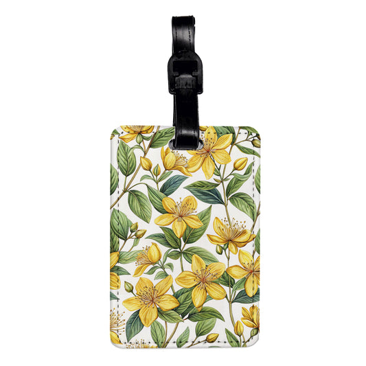 Hypericum Flowers Yellow Travel Faux Leather Luggage Tag