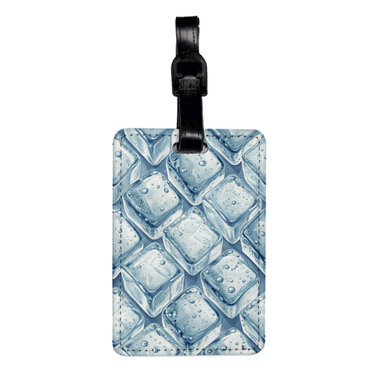 Ice Cubes Background Travel Faux Leather Luggage Tag