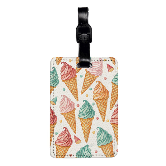 Ice Cream Cones Colorful Background Travel Faux Leather Luggage Tag