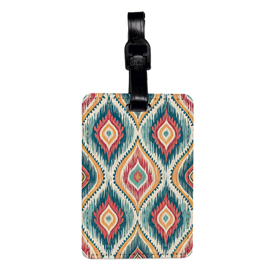 Ikat Pattern Colorful Background Travel Faux Leather Luggage Tag