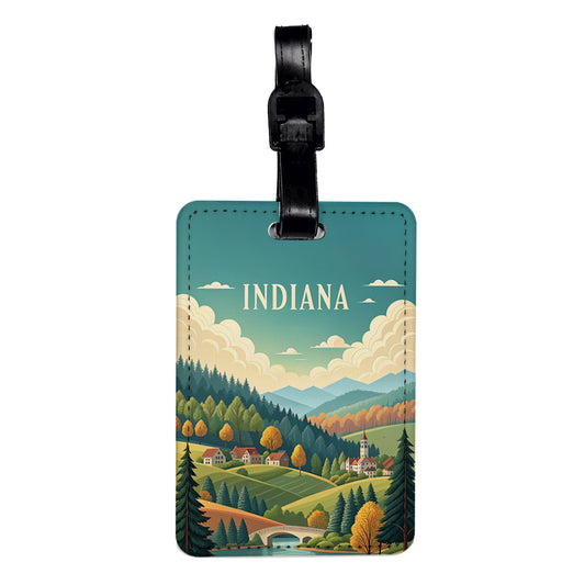 Indiana State Beautiful Scene Travel Faux Leather Luggage Tag
