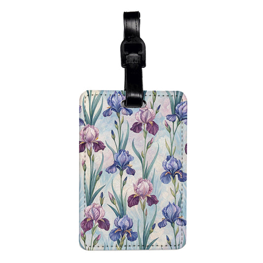 Iris Flowers Purples Lovely Travel Faux Leather Luggage Tag