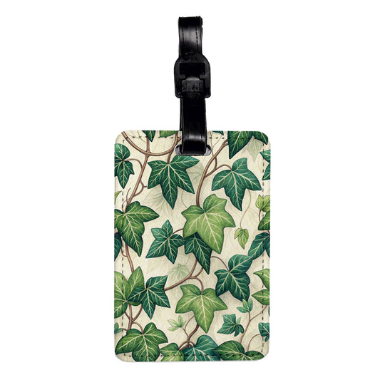Ivy Vines Leaves Background Travel Faux Leather Luggage Tag