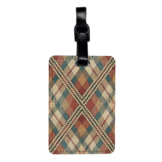 Jacquard Background Travel Faux Leather Luggage Tag
