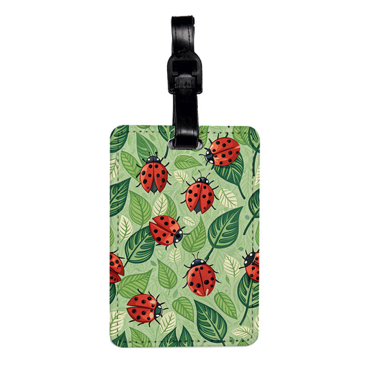 Ladybugs Fun Background Travel Faux Leather Luggage Tag