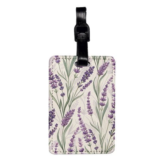 Lavender Flowers Background Purple Elegant Travel Faux Leather Luggage Tag