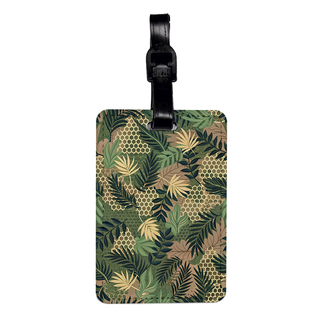 Leaves Camouflage Pattern Travel Faux Leather Luggage Tag