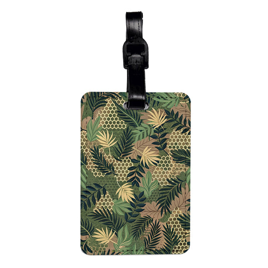 Leaves Camouflage Pattern Travel Faux Leather Luggage Tag