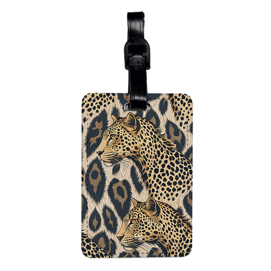 Leopards Print Background Travel Faux Leather Luggage Tag