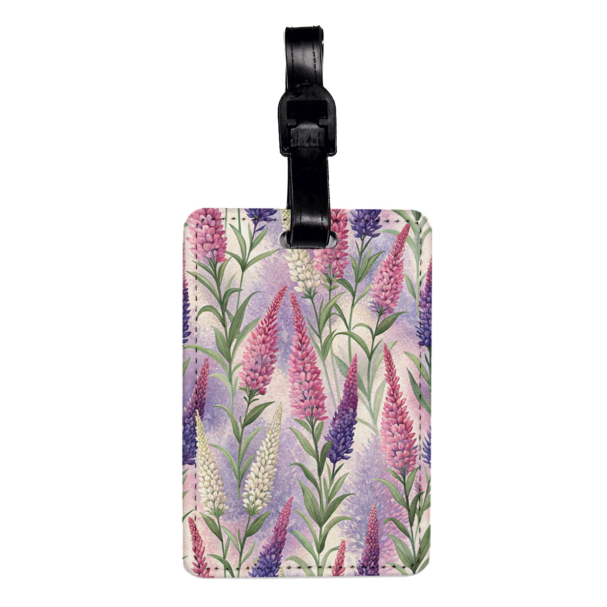 Liatris Flowers Pink White Purple Travel Faux Leather Luggage Tag