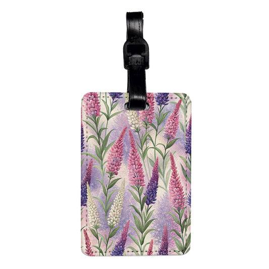 Liatris Flowers Pink White Purple Travel Faux Leather Luggage Tag