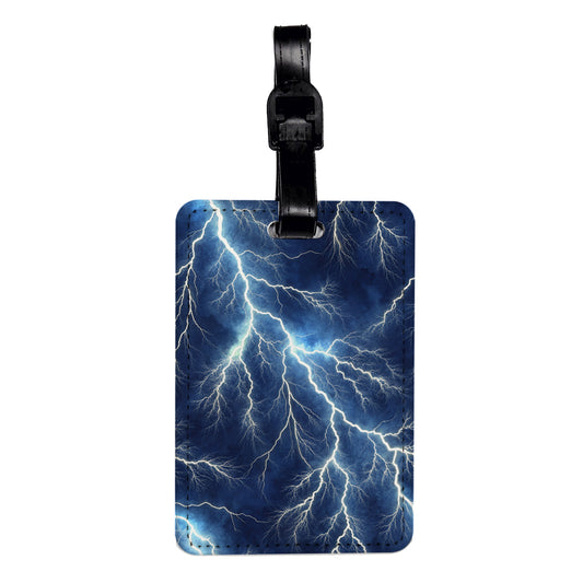 Lightning Storm Background Travel Faux Leather Luggage Tag
