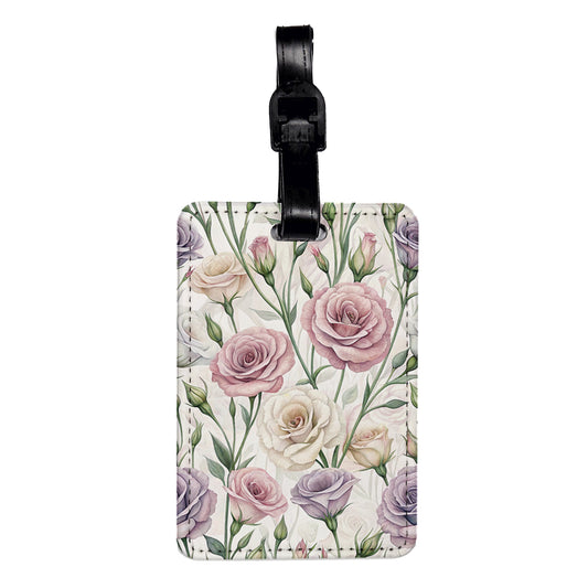 Lisianthus Flowers Pink White Purple Travel Faux Leather Luggage Tag