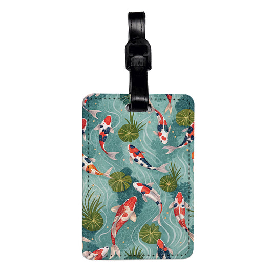 Lots Of Koi Fish Background Travel Faux Leather Luggage Tag