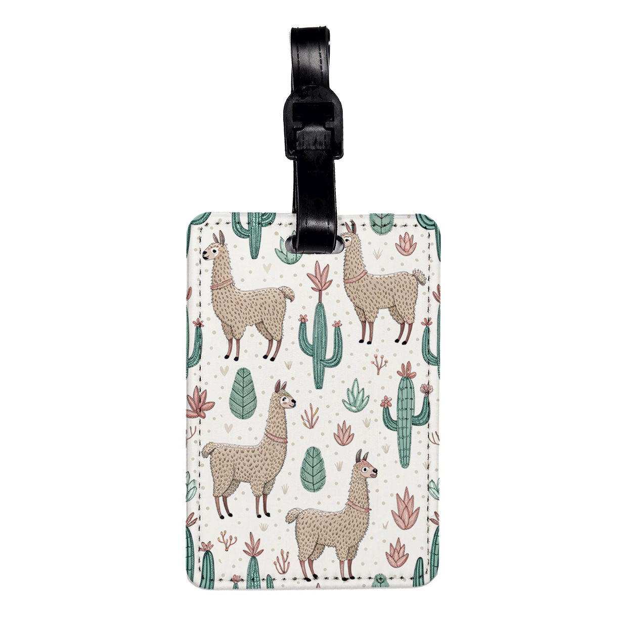 Lots Of Llamas Background Travel Faux Leather Luggage Tag