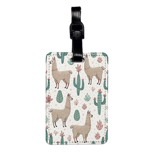 Lots Of Llamas Background Travel Faux Leather Luggage Tag