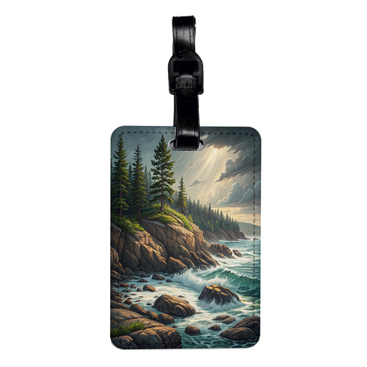 Maine State Beautiful Coastal Scene Travel Faux Leather Luggage Tag