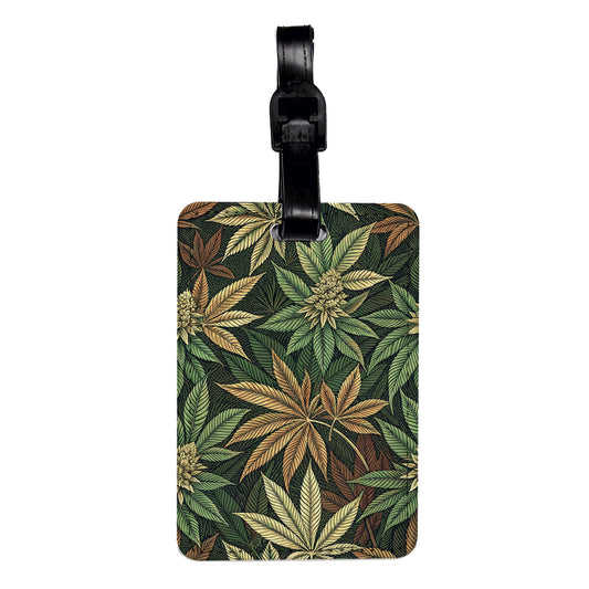 Marijuana Leaves Elegant Background Travel Faux Leather Luggage Tag