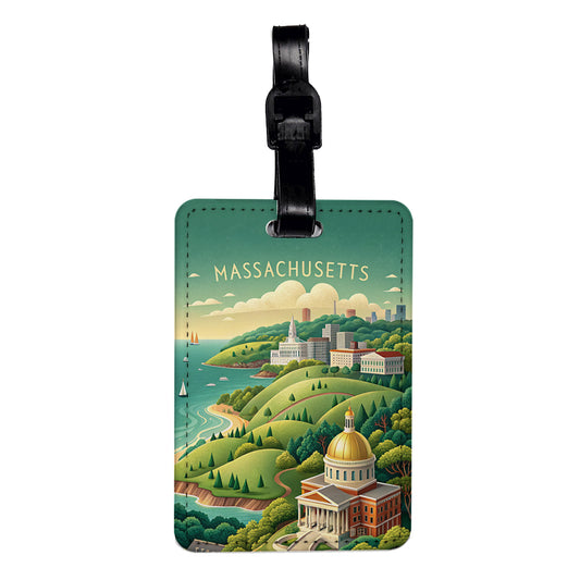 Massachusetts State Beautiful Scene Travel Faux Leather Luggage Tag