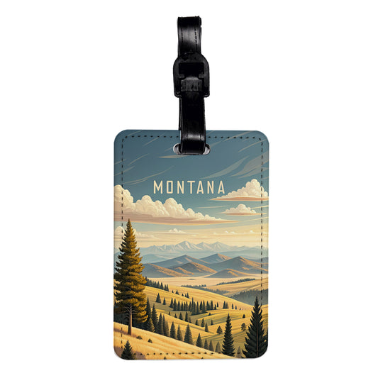 Montana State Beautiful Scene Travel Faux Leather Luggage Tag