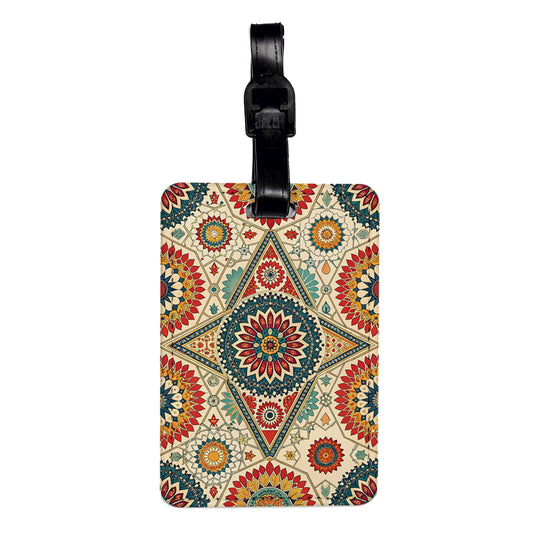Moroccan Print Background Travel Faux Leather Luggage Tag