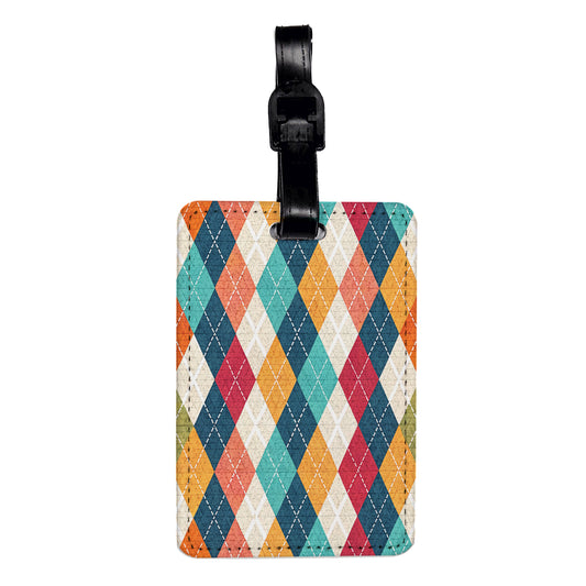 Multicolor Argyle Background Pattern Travel Faux Leather Luggage Tag
