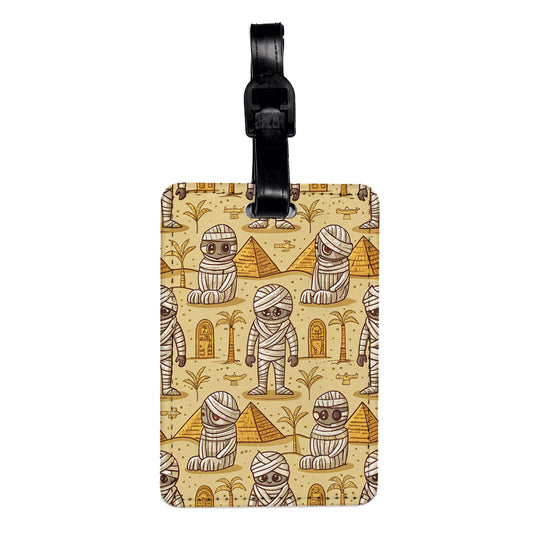 Mummy Mummies Background Travel Faux Leather Luggage Tag