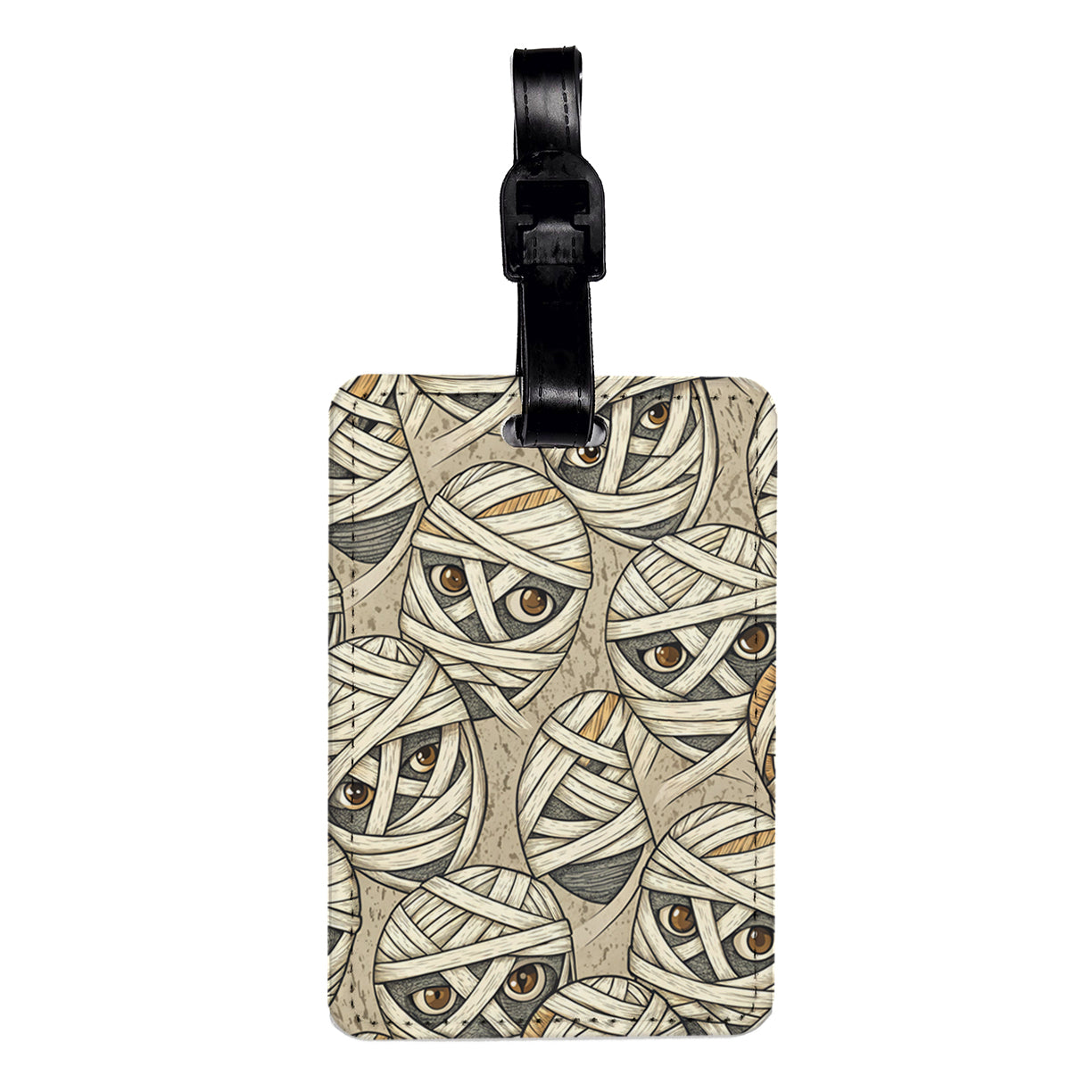 Mummy Wrap Background Halloween Travel Faux Leather Luggage Tag
