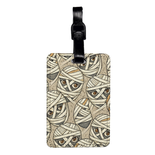 Mummy Wrap Background Halloween Travel Faux Leather Luggage Tag
