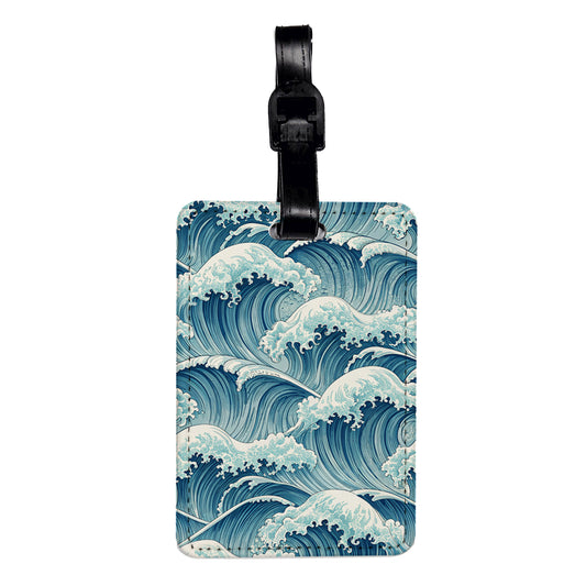 Ocean Waves Beautiful Background Travel Faux Leather Luggage Tag