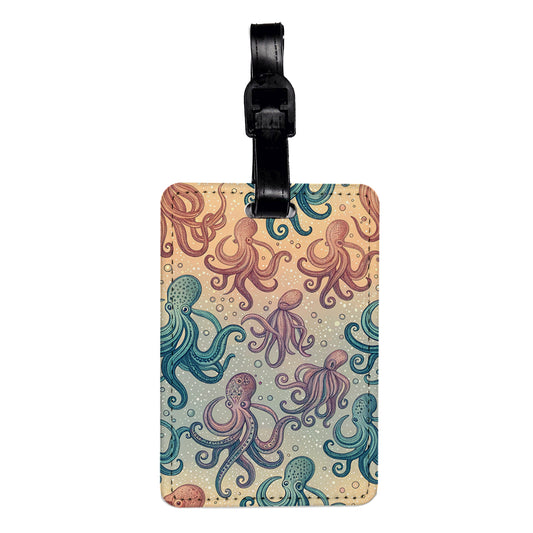 Octopus Colorful Background Travel Faux Leather Luggage Tag