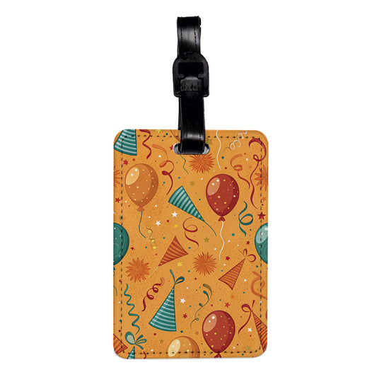 Orange Birthday Background Travel Faux Leather Luggage Tag