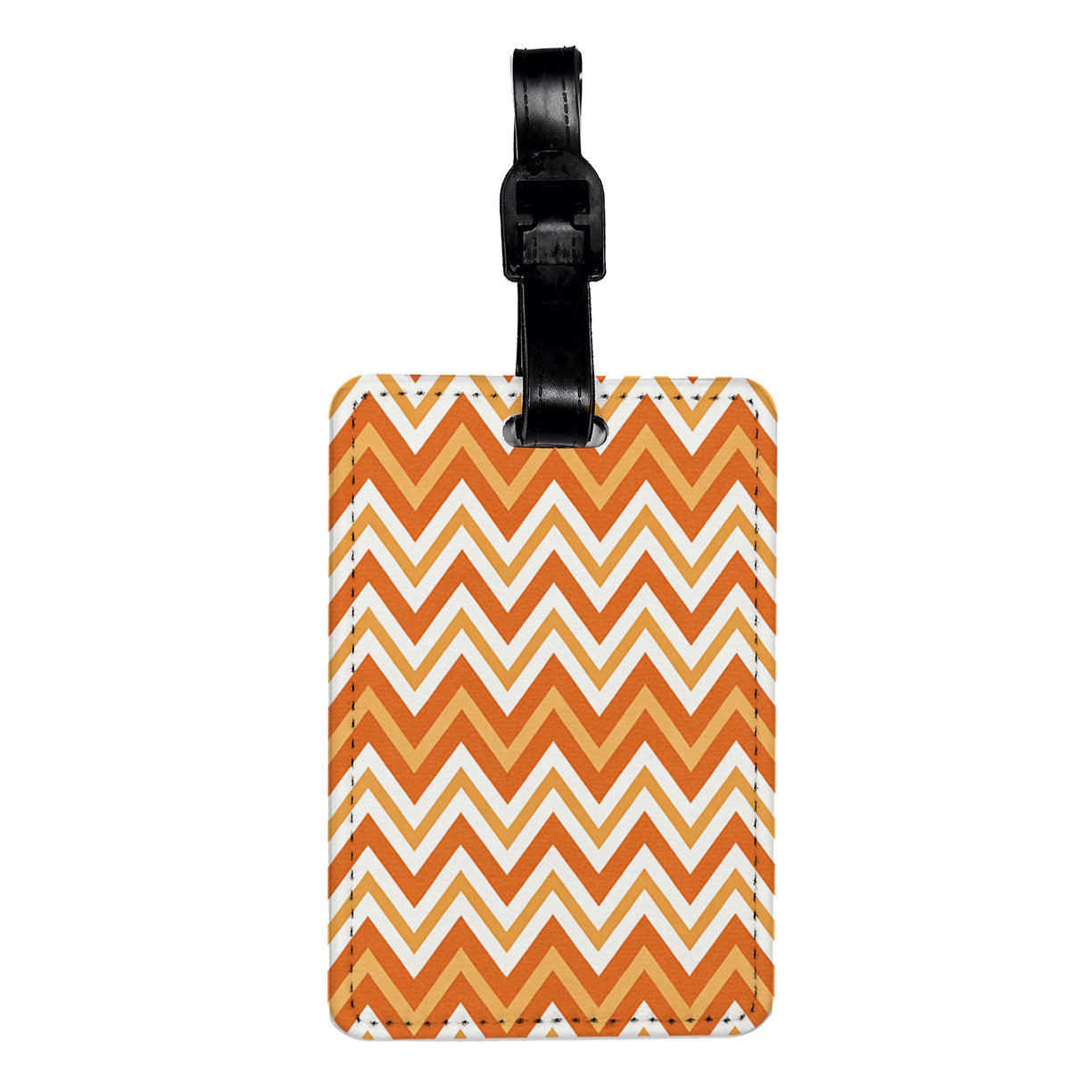 Orange Chevrons Background Travel Faux Leather Luggage Tag