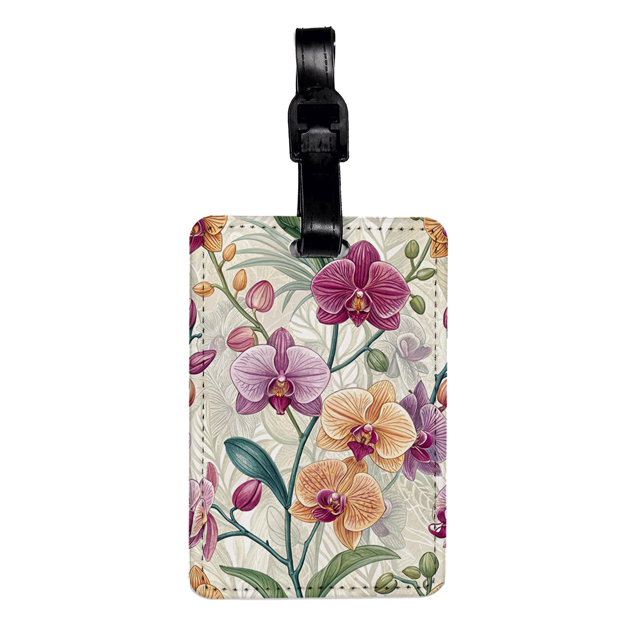 Orchid Flowers Beautiful Background Travel Faux Leather Luggage Tag