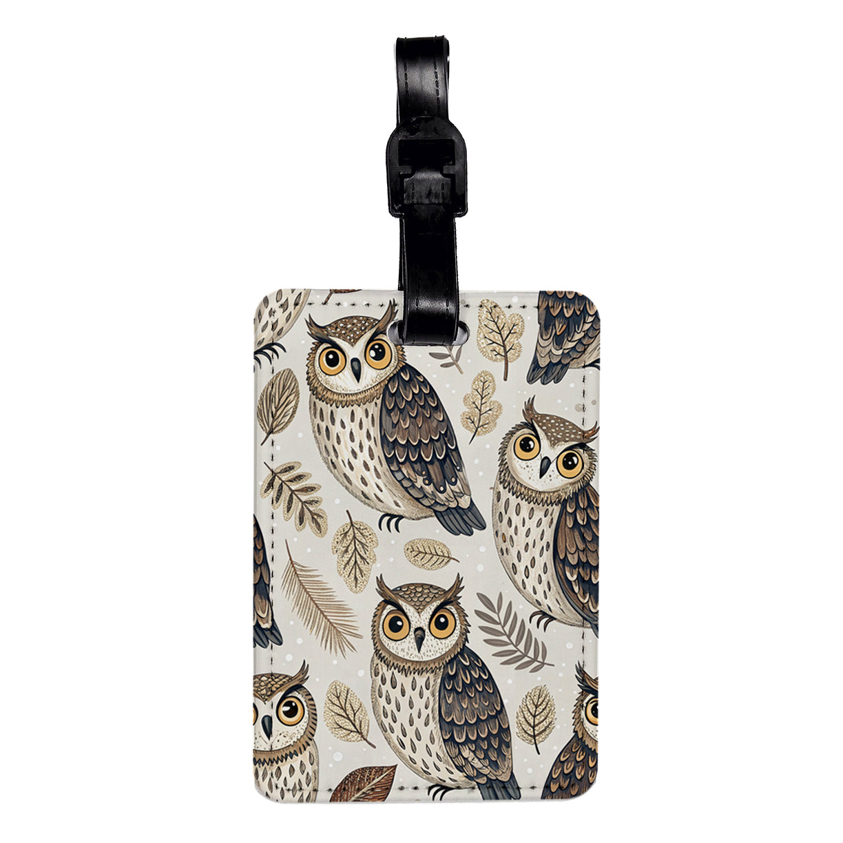 Owls Birds Sweet Background Travel Faux Leather Luggage Tag