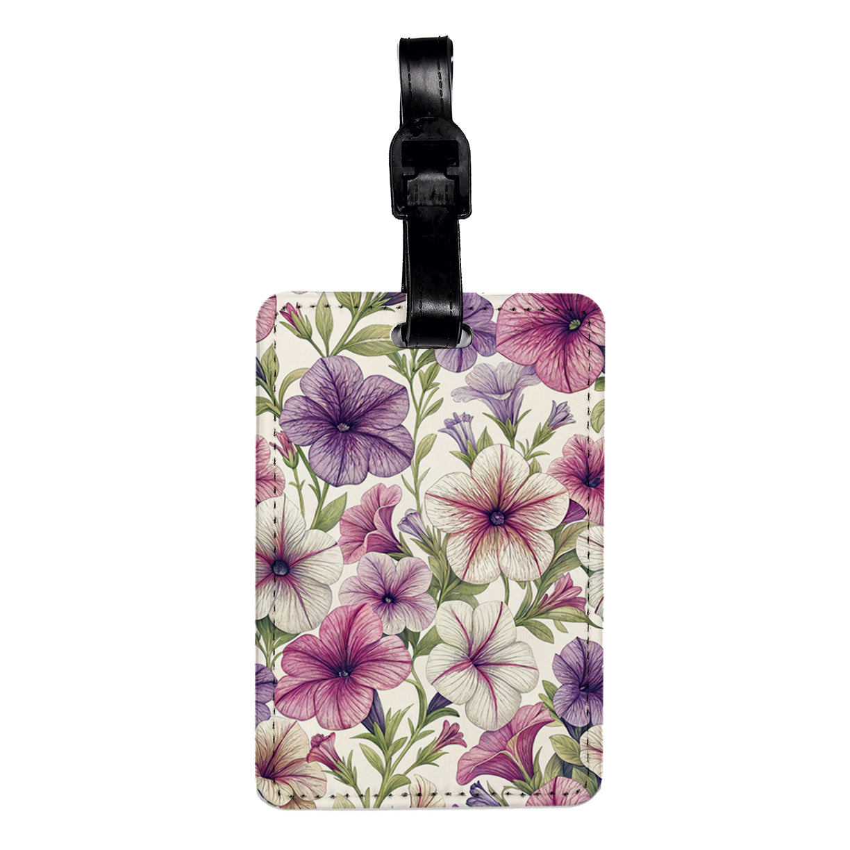 Petunia Flowers Lovely Floral Travel Faux Leather Luggage Tag