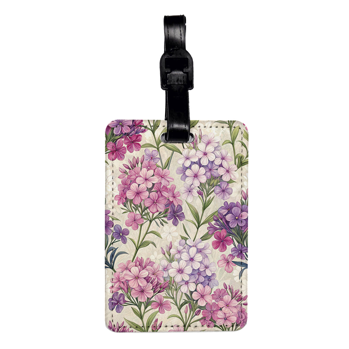 Phlox Flowers Pink Purple Travel Faux Leather Luggage Tag
