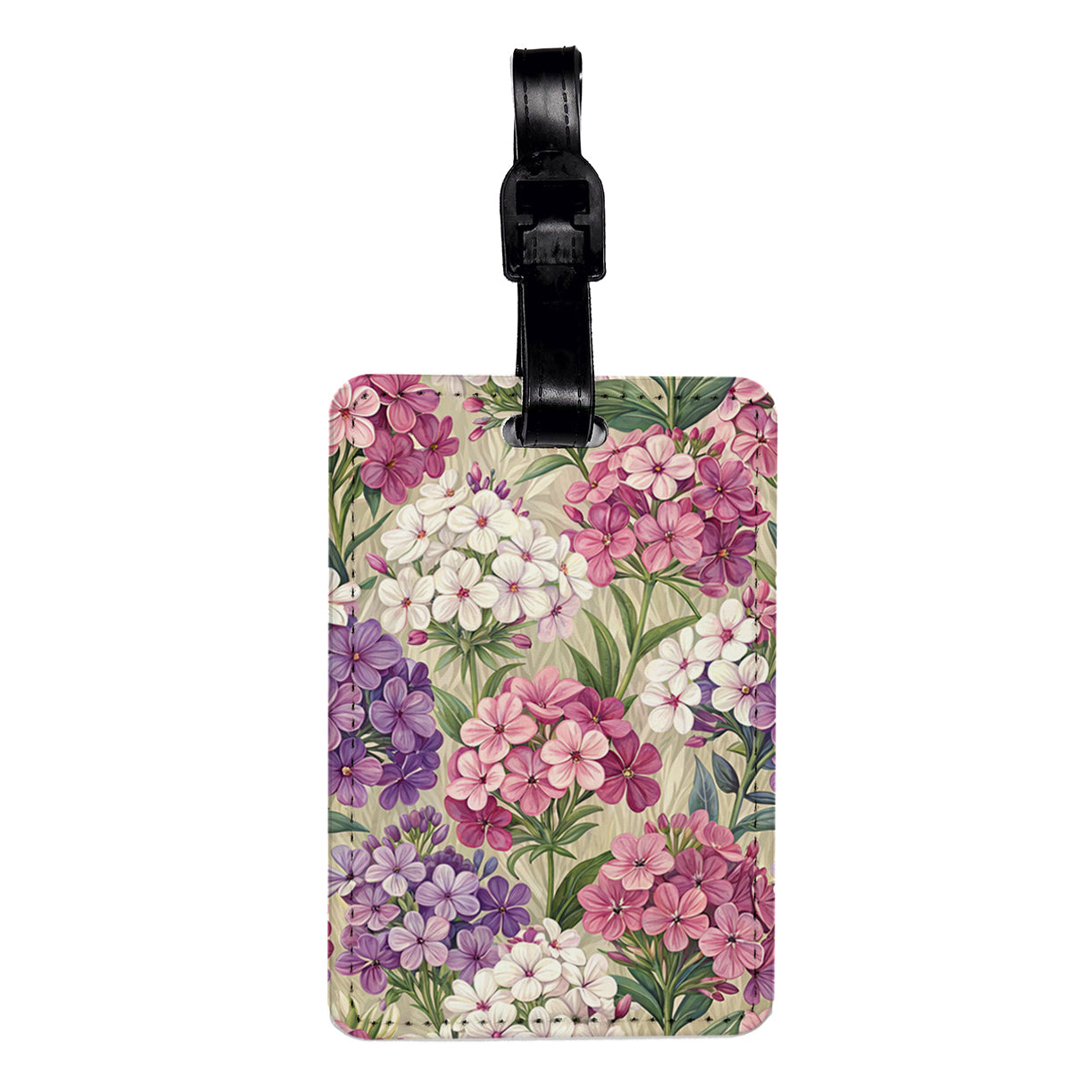 Phlox Flowers Pink White Purple Travel Faux Leather Luggage Tag