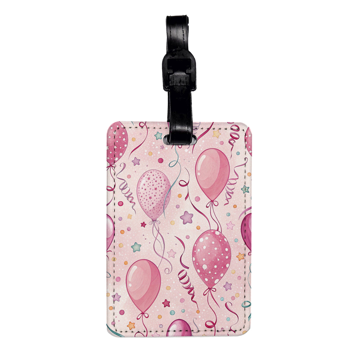 Pink Birthday Background Cute Travel Faux Leather Luggage Tag